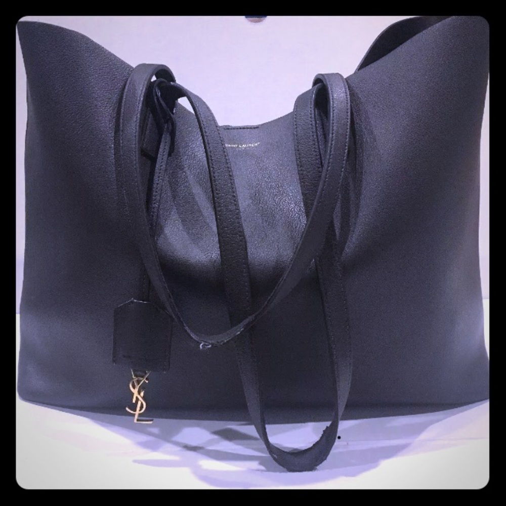 Authentic YSL Lg Grey Leather Tote